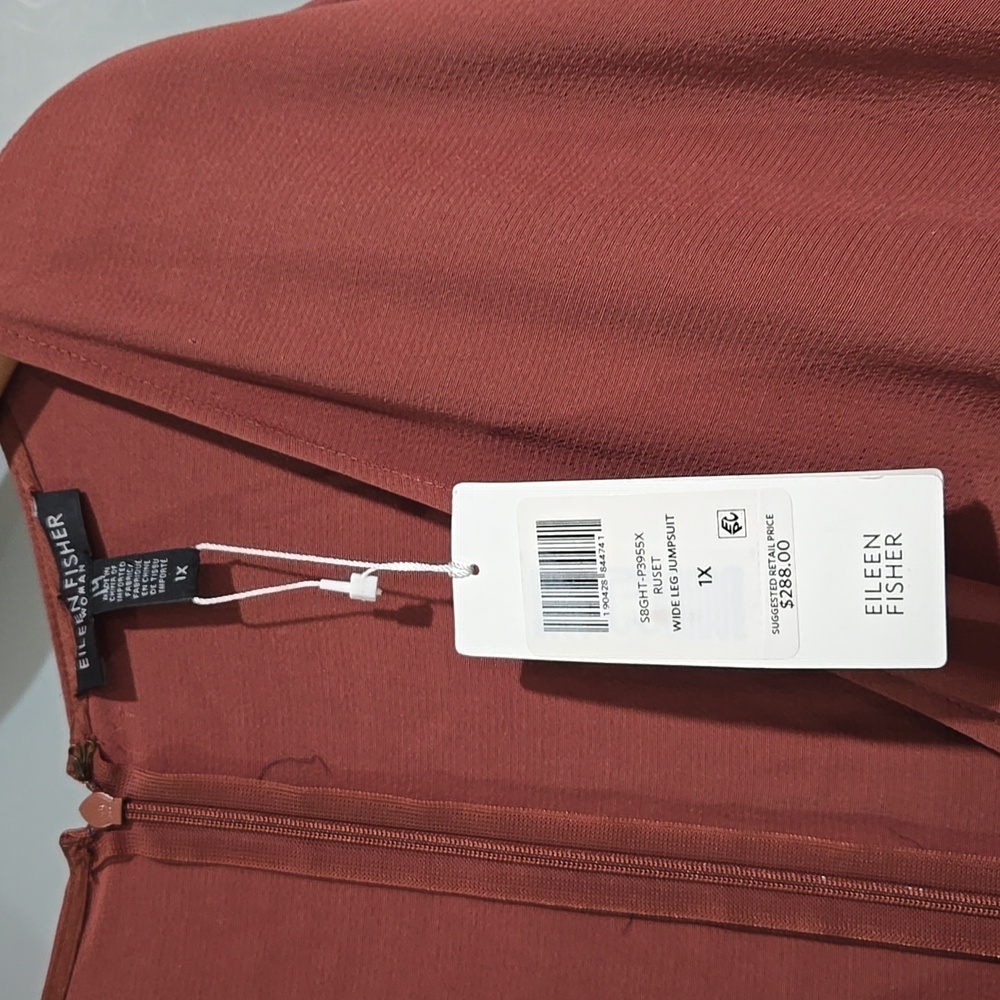Eileen Fisher Russet Wide Leg Jumpsuit NWT Size 1X - Picture 3 of 7